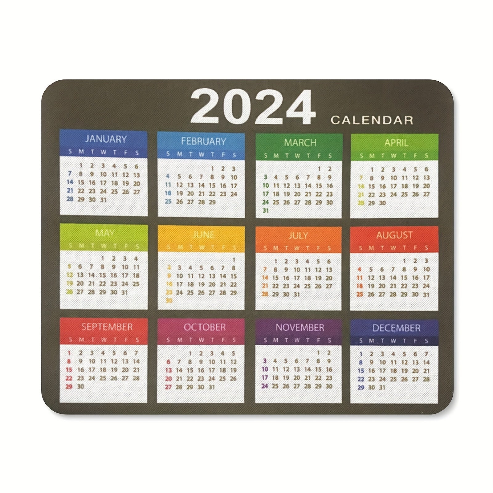 1pc Calendar Mouse Pad Non Slip Rubber Laptop Mouse Pad