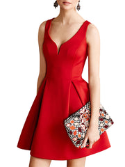 Princess Pompom Mini Bridesmaid Dress V neck Dinner Gowns