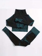 Quick Dry Seamless Workout Set with Zip Up Jacket & Leggings