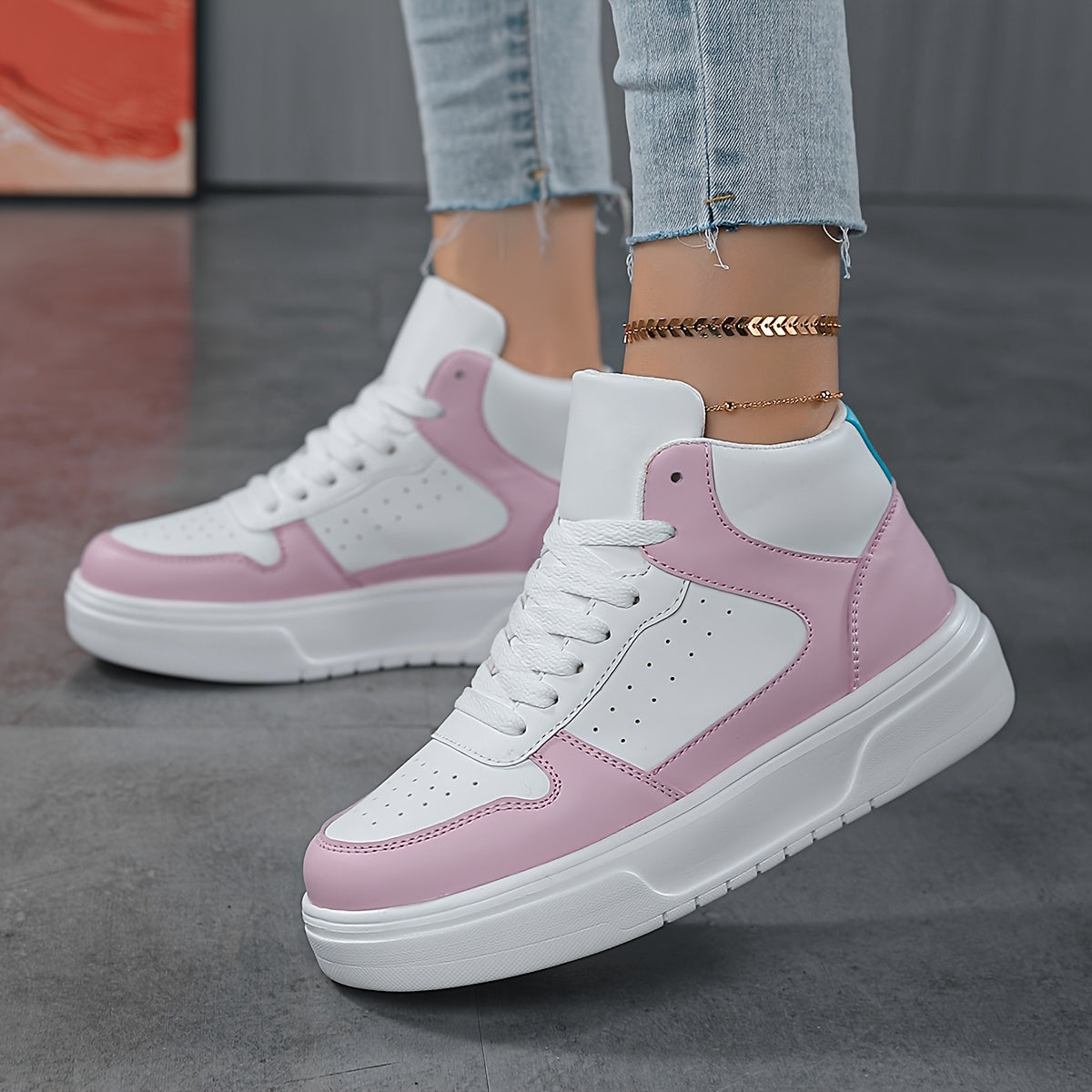 Women's Lightweight Block Skate Shoes Wear-Resistant Chunky Sneakers