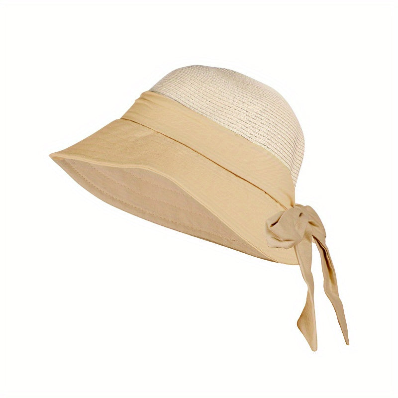 Bowknot Cotton Bucket Hat Hollow Breathable Travel Beach Sun Hats