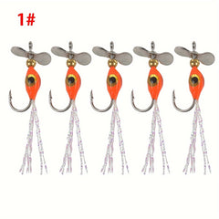 5pcs Bionic Hard Bait Jig Head Hook w/ Propeller Fishing Tackle