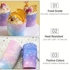 50pcs Starry Sky Cupcake Liners Heat Resistant