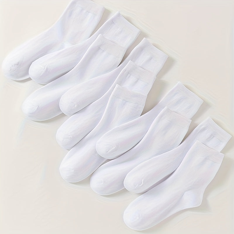 10 Pairs Women's Comfy Breathable Solid All Match Socks Stockings