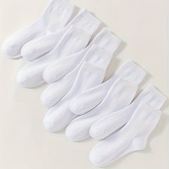 10 Pairs Women's Comfy Breathable Solid All Match Socks Stockings