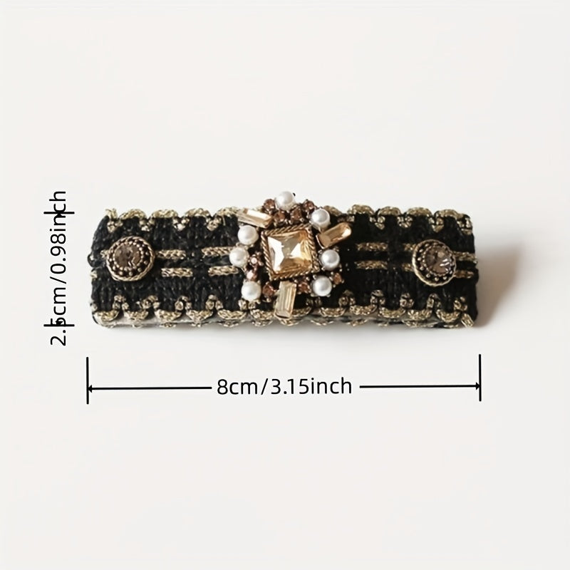 Velvet Bow Hair Clip Rhinestone Side Clip Head Jewelry for Women