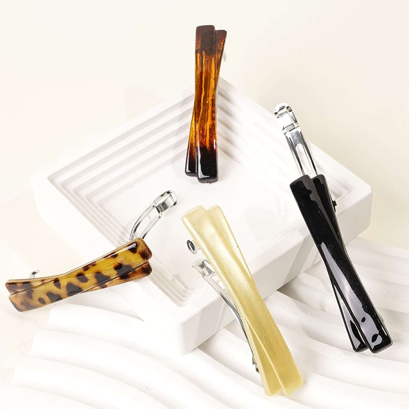 Leopard Print Barrette Metal Hair Pins Tortoise Shell Hair Clips For Women