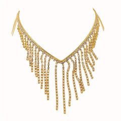 Rhinestone Tassel Hair Hoop Comb Golden Headband Jewelry