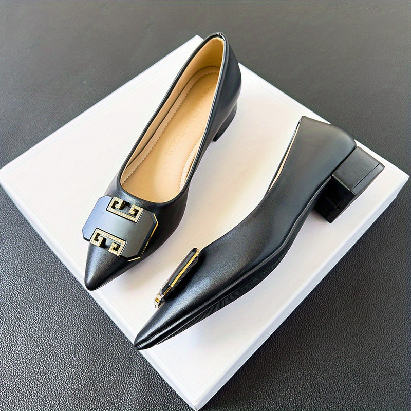 Women's Chunky Low Heels Pointed Toe Slip On Shoes