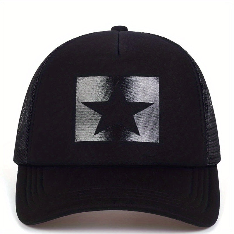 Star Print Mesh Trucker Hat Hip Hop Baseball Cap Breathable Sunshade Dad Hats