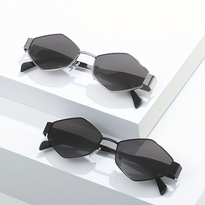 Geometric Metal Frame Sunglasses UV400 Anti Glare Glasses Punk Style