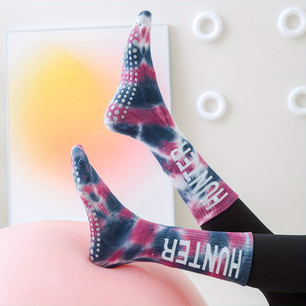 Letter Print Socks Comfy & Breathable Yoga Sports Socks Women's Stockings