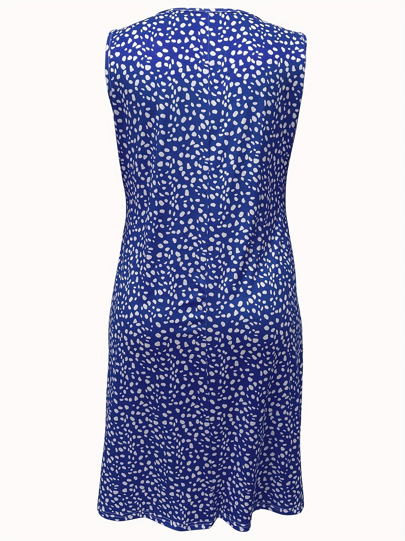  Casual Tank Dress Women's Plus Allover Print Round Neck Medium Stretch