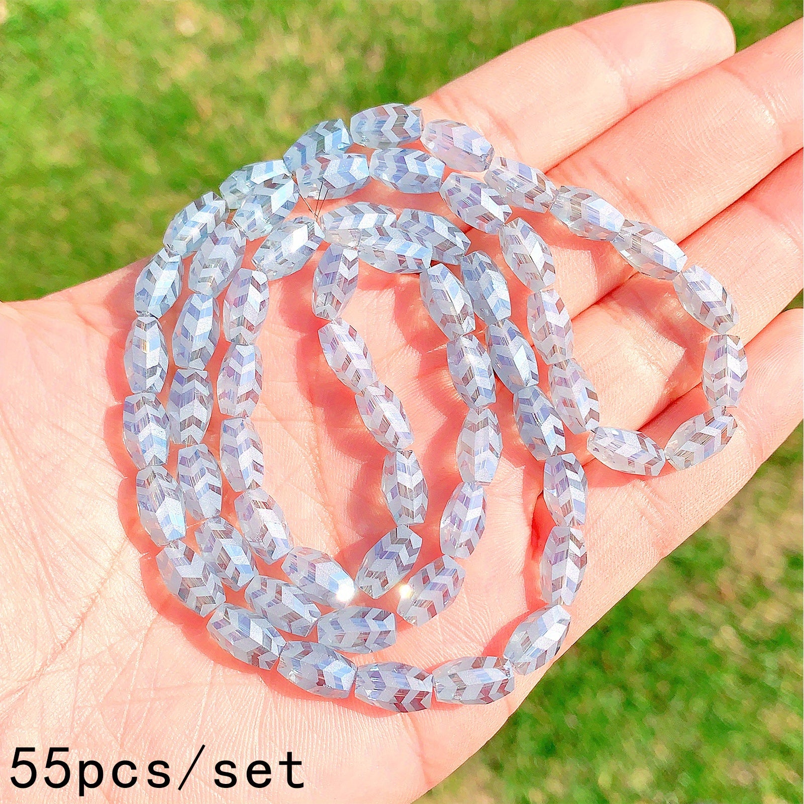 55pcs AB Plated Crystal Beads Frosted Glass Spacer Beads for DIY Bracelet