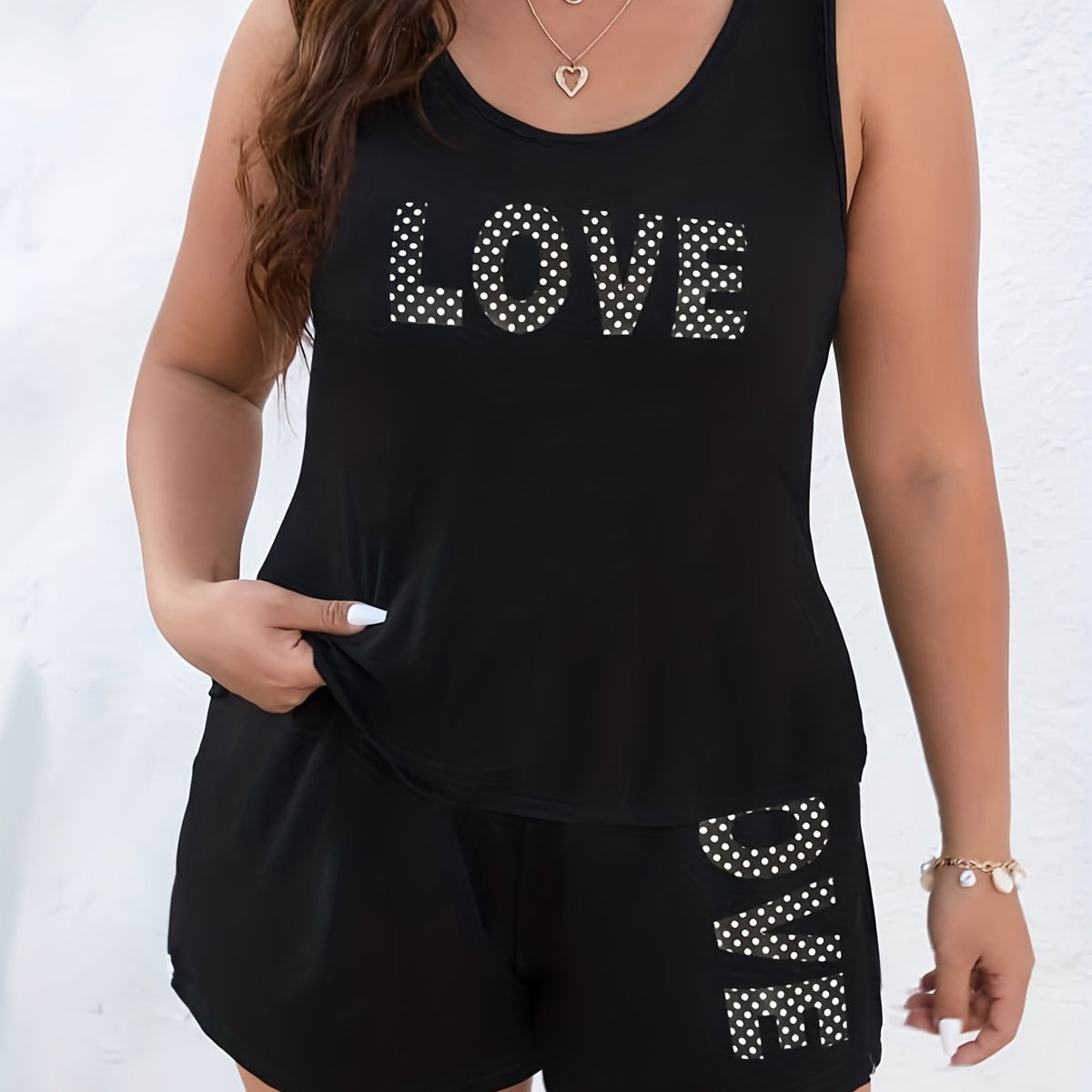  Polka Dot Tank Top & Shorts Pajama Set