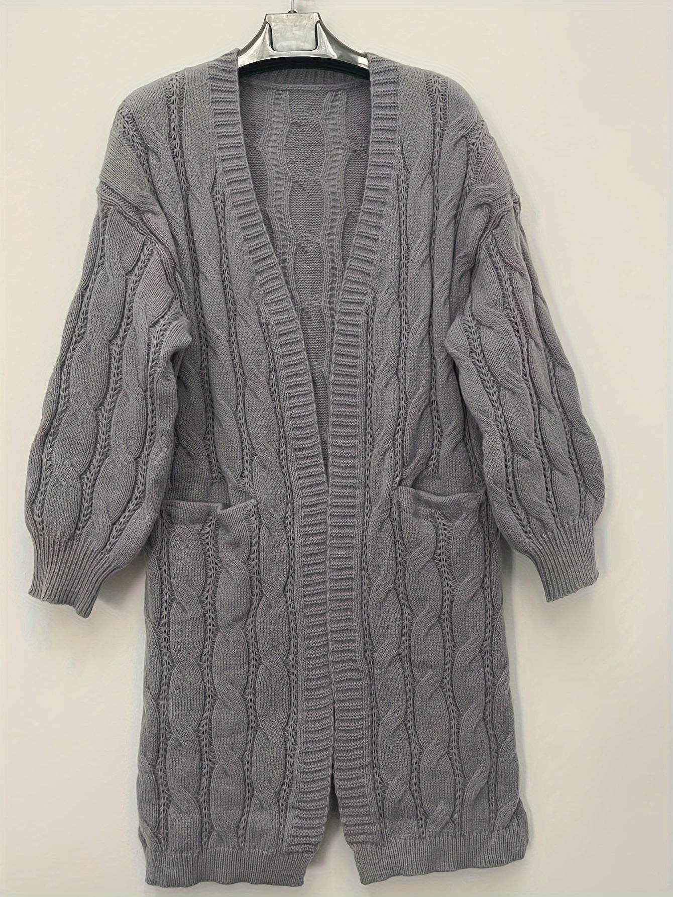 Casual Cardigan Women's Plus Solid Cable Long Sleeve
