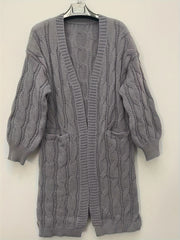  Casual Cardigan Women's Plus Solid Cable Long Sleeve