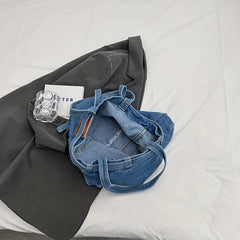 Denim Canvas Tote Bag Large Capacity Shoulder Bag Vintage Y2K Hobo Bag