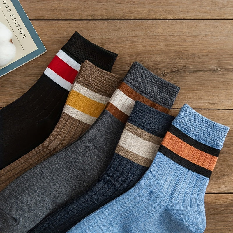 Colorblock Striped Socks Women's Stockings, 5 Pairs