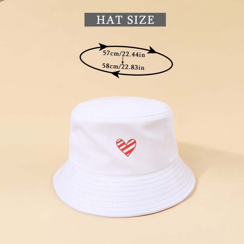Love Print Bucket Hat Solid Summer Sunscreen Beach Sun Hat