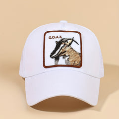 Goat Embroidery Patch Trucker Hat Mesh Breathable Unisex Golf Baseball Cap