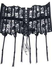 Floral Lace Mesh Shaping Tops Tummy Control Strapless Top