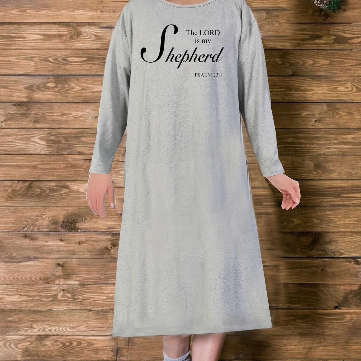  Poem Print Long Sleeve Tee Nightdress
