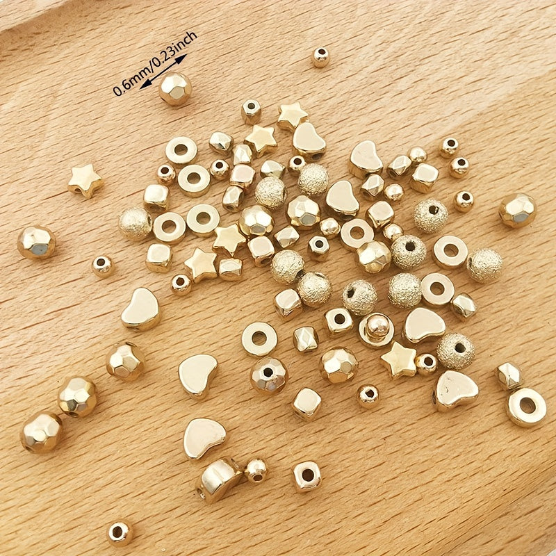 Gold Spacer Beads for DIY Jewelry Making - 100-400pcs Heart Star Round Square