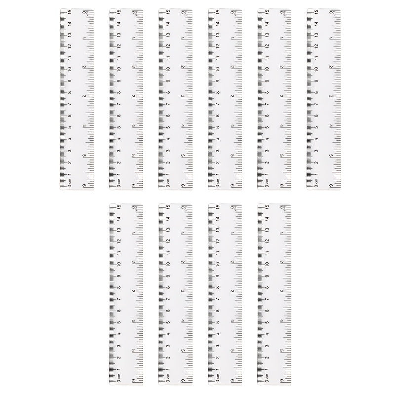 10pcs Clear Plastic Rulers Inches Metric Student Rulers w/ Slanted Edge