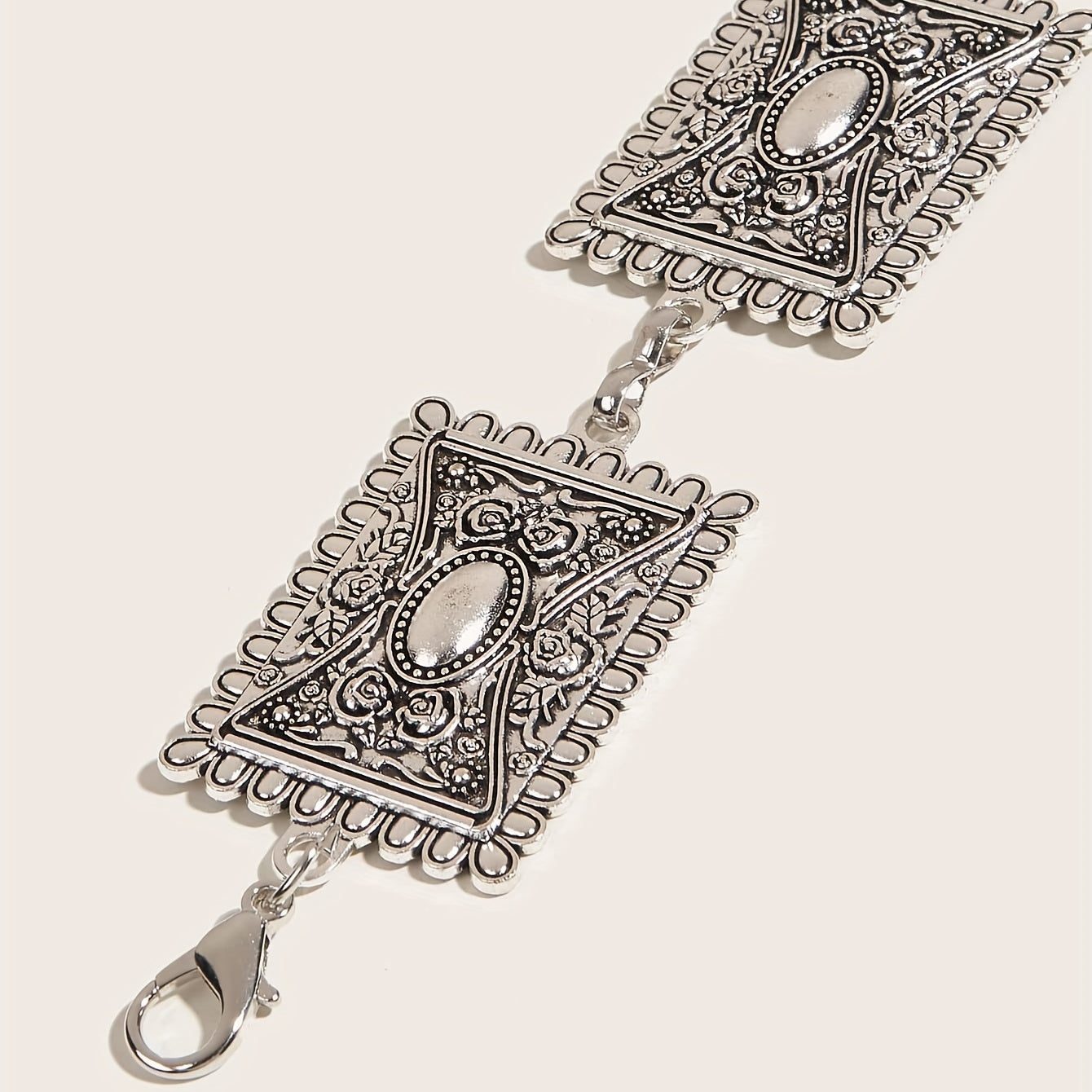Vintage Carved Silvery Waist Chain Boho Metal Chain Belt Western Dress Girdle