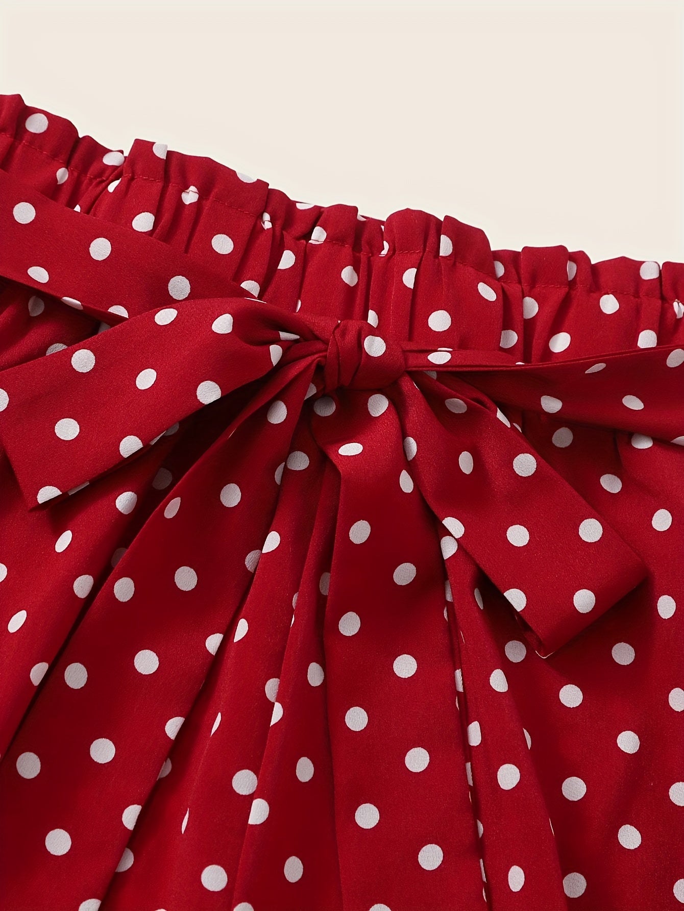  Polka Dot Print Elastic Shorts With Belt