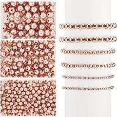 100pcs Rose Golden Round Beads Spacer Beads for DIY Bracelet Jewelry Making