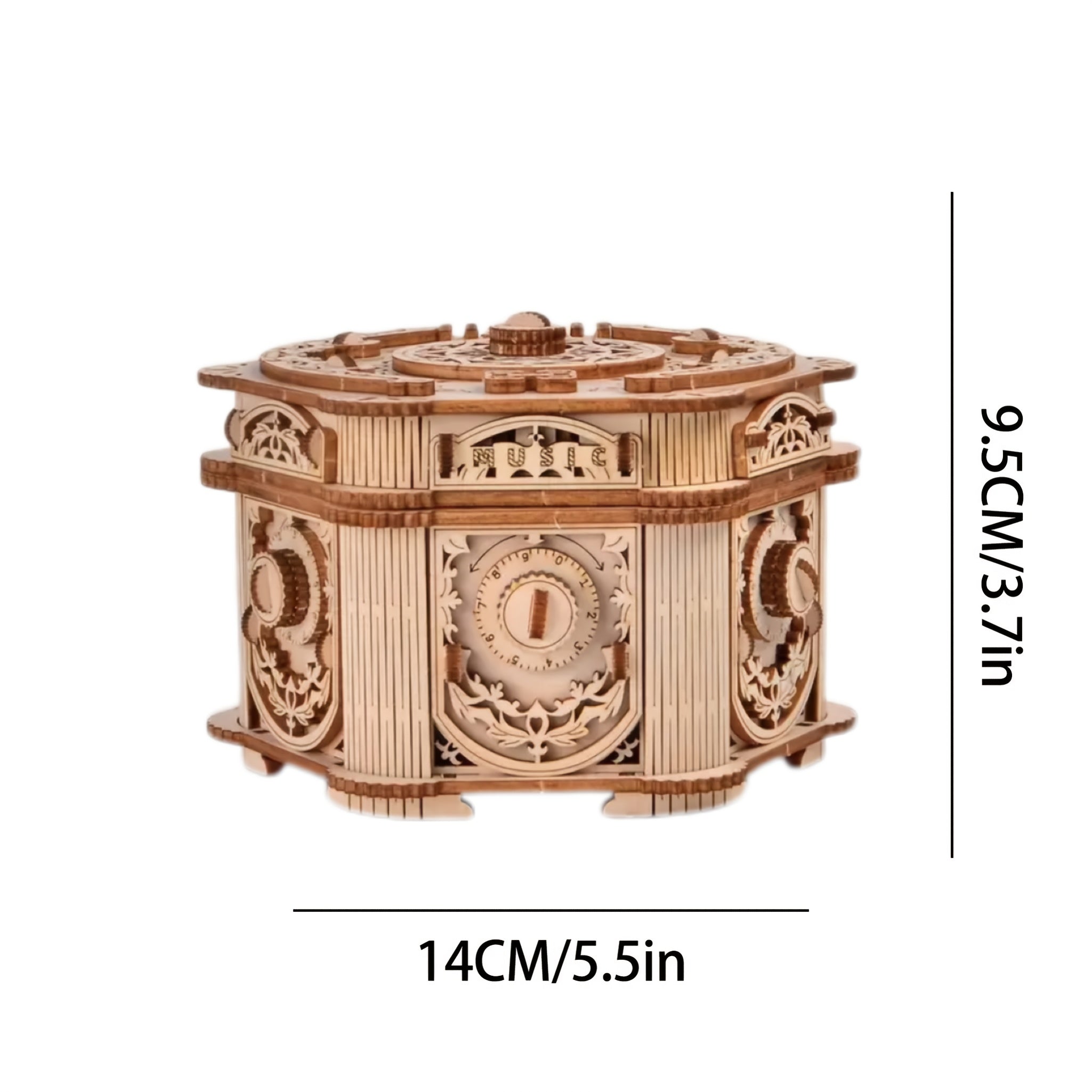 DIY 3D Wooden Puzzle Music Jewelry Box Vintage Storage Chest
