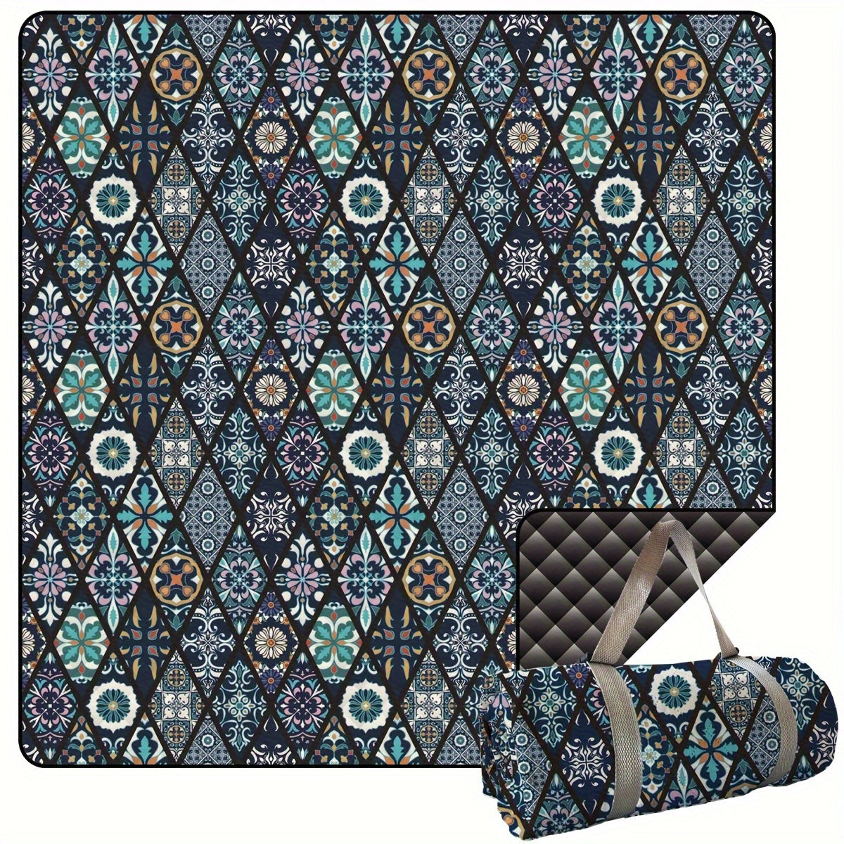 Retro Printed Picnic Mat 210D Oxford Cloth Waterproof Foldable Durable Odor Mat