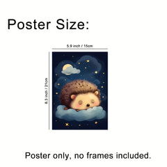 Sleepy Time For Baby Animals Poster A5 8.3x5.9 - Room Decor
