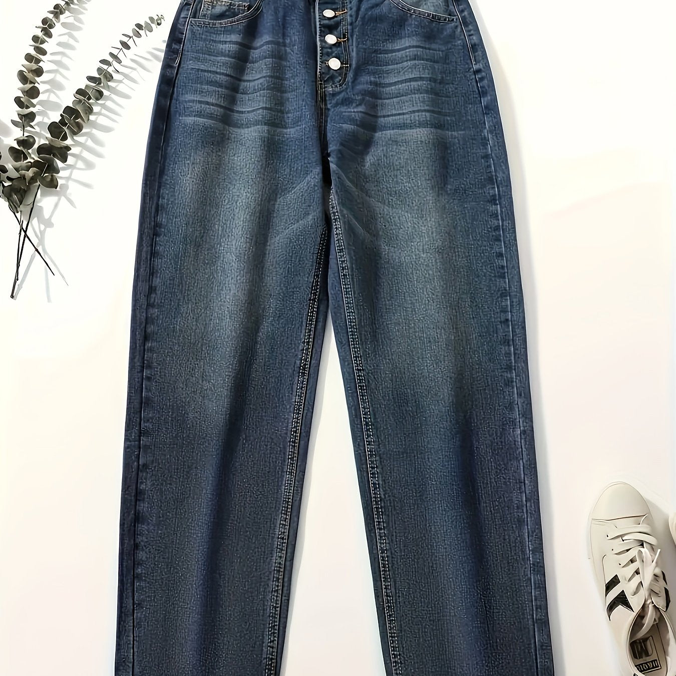  Distressed High Rise Loose Fit Jeans
