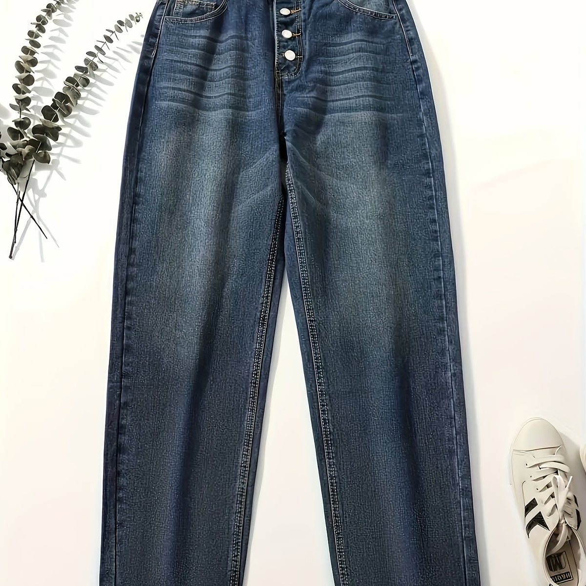 Distressed High Rise Loose Fit Jeans