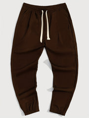 Feather Print Drawstring Sweatpants Loose Fit Pants Men's Casual Joggers