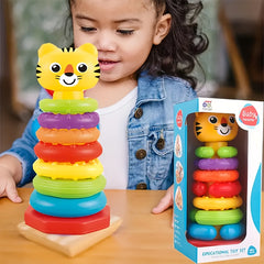 Colorful Stacking Educational Toy for Toddlers with Animal Prints