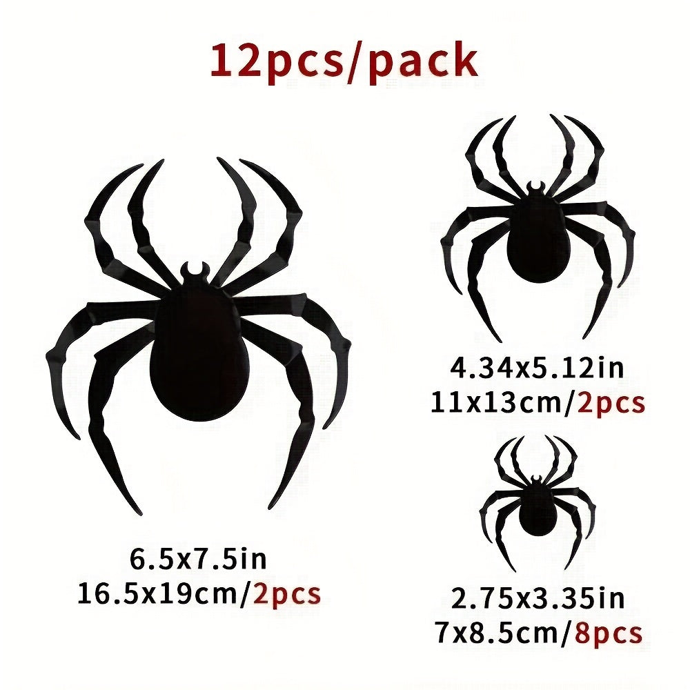 12pcs Halloween Bat Spider 3D Stickers for Party Decoration