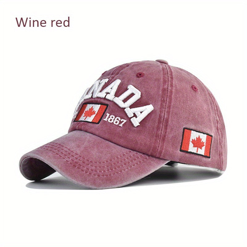Canada Maple Leaf Baseball Cap Vintage Dad Hat Hip Hop Adjustable Sun Hat
