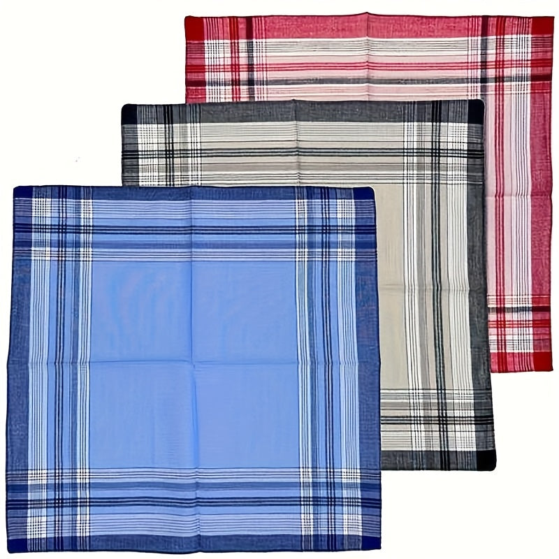 6pcs Men's Handkerchief Set Classic Plaid Soft Absorbent Pocket Square Hankies