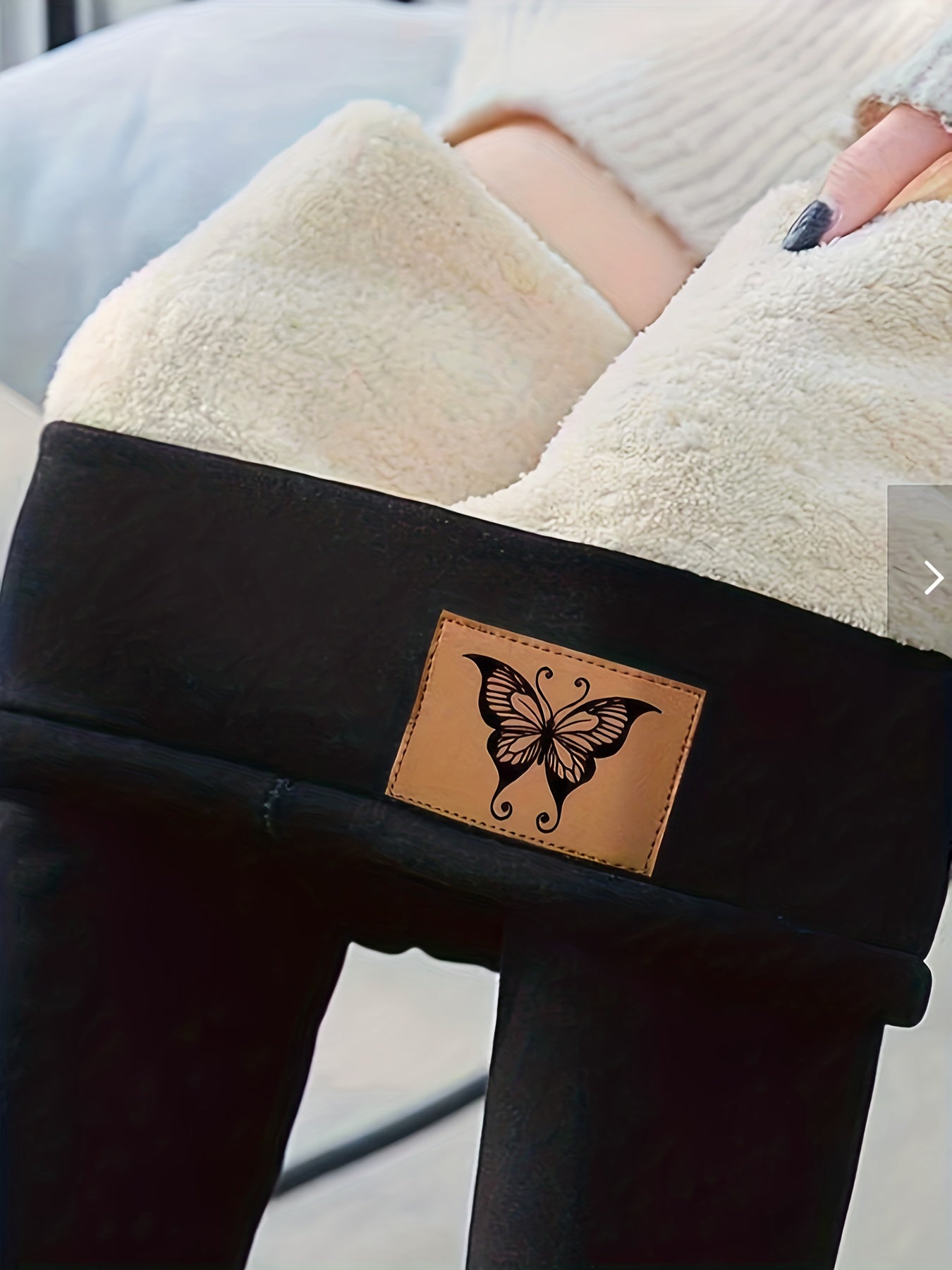  Butterfly Patched Fleece Lined High Rise Thermal Leggings