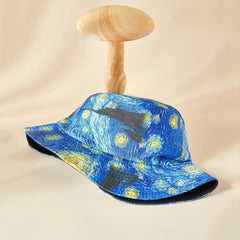 Oil Painting Print Bucket Hat Reversible Lightweight Basin Hat Summer Sunscreen