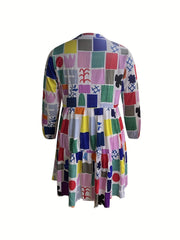  Women's V Neck Graphic Print Casual Dress
