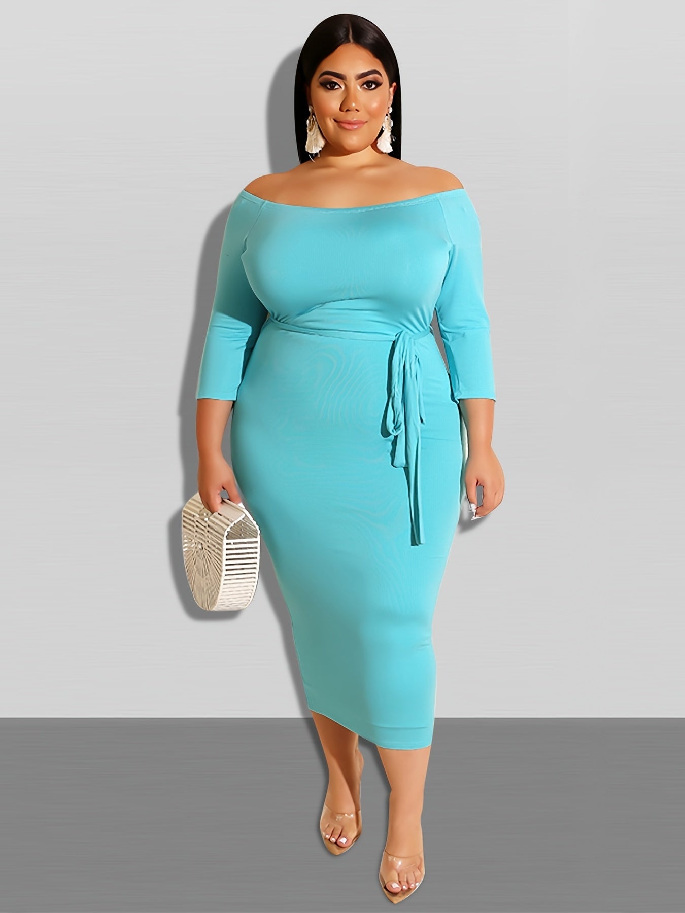  Off Shoulder Bodycon Maxi Dress