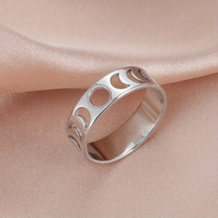 Men's Full Moon Crescent Stainless Steel Ring Birthday Wedding Jewelry Gift