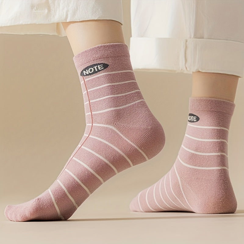6 Pairs Letter Print Socks Mid Tube Women's Stockings