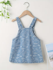 Girls' Swirls Print Casual Denim Overall Dress