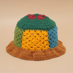 Hollow Crochet Flower Bucket Hat Block Knitted Basin Hat